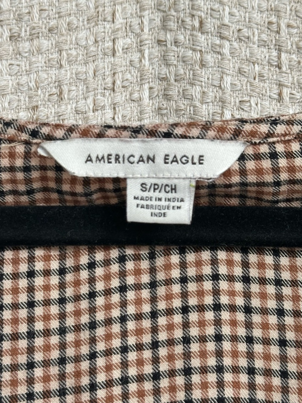 Plaid Babydoll Sleeveless Dress Pockets Brown Tan Neutral Academia Cottagecore - Picture 5 of 8